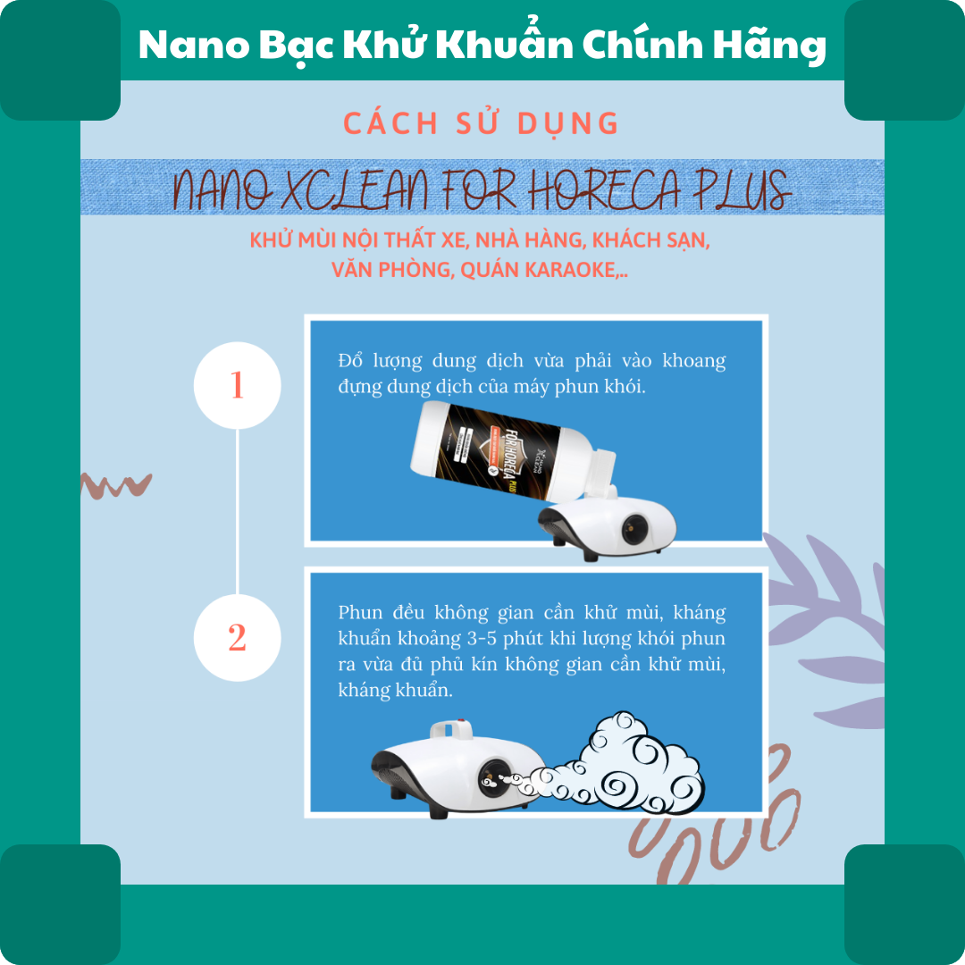 Dung dịch tạo khói khử khuẩn Nano Xclean For Horeca Plus 1L cho máy phun khói