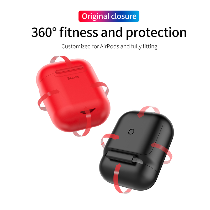 Bao case silicon kiêm sạc nhanh không dây Apple Airpods Baseus (Chống sốc, chuẩn sạc Qi, chứng nhận MFI của Apple) - Hàng chính hãng