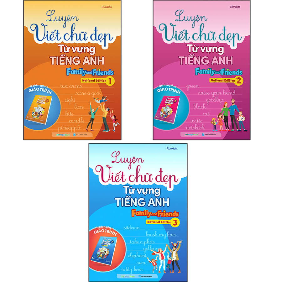 Combo Luyện viết chữ đẹp từ vựng Tiếng Anh Family and Friends - National Edition 1,2,3