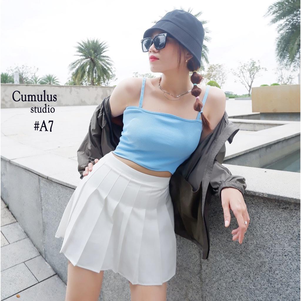 Áo hai dây viền sóng dễ thương Cumulus chất thun gân A07