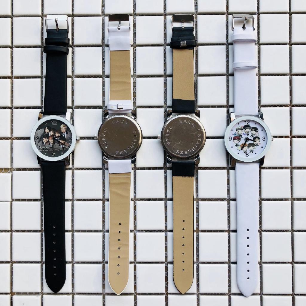 Đồng hồ kim nam nữ phong cách Hàn Quốc hình ban nhạc BTS - Tặng kèm 01 móc khóa strap