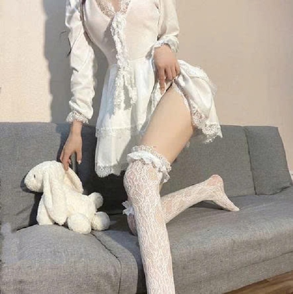 [KoSuyTu] Tất Đùi Lưới Ren Hoa Mây Quyến Rũ LOLITA - Qua Gối, Cosplay Nữ Tính