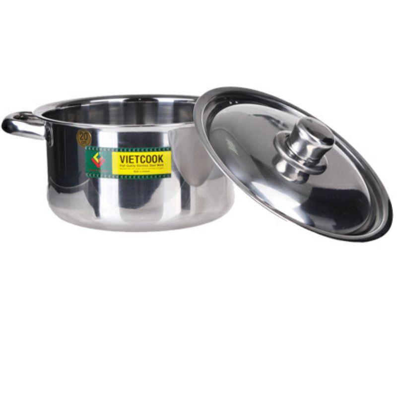 Nồi inox Vietcook đáy từ đủ size 14,16,18,20,22,24,26 (Chính hãng hàng VN ),Nồi đun bếp từ,nồi xào nấu canh hàng dày dặn