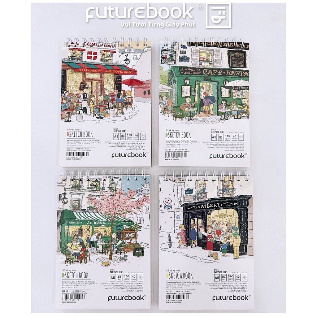 FUTUREBOOK -Tập Vẽ Ký Họa New Life Khổ A5 – Định Lượng 160Gsm – 40Tờ. MÃ SP S952