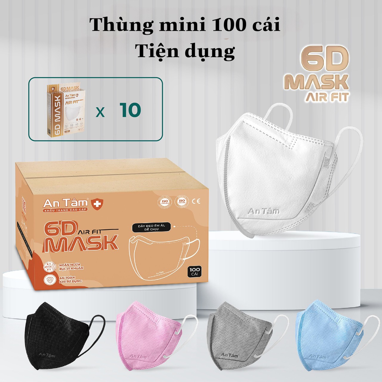 Khẩu trang y tế 6D AN Tâm, kháng khuẩn 4 lớp ,lẻ và sỉ, chống virus Covid-19 và bụi mịn