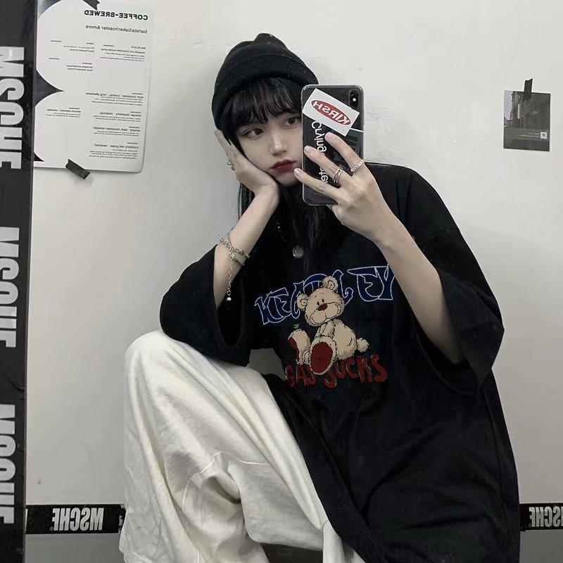 Áo Thun Ngắn Tay Form Rộng In Họa Tiết Thời Trang Dành Cho Nam 2 Màu