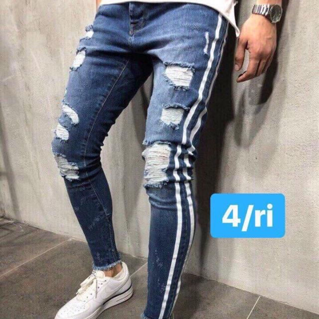 Quần jeans nam wax cao cấp rách gối D&amp;C