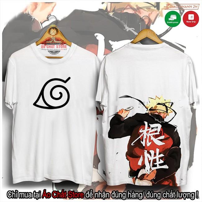 Áo thun Uzumaki Naruto làng lá thư pháp