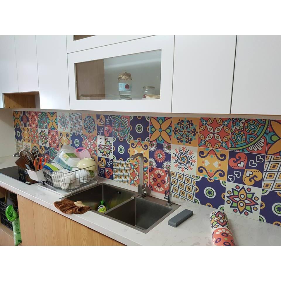 Decal gạch bông dán tường, dán kính nhà tắm chống nước - M1 Bohemieng