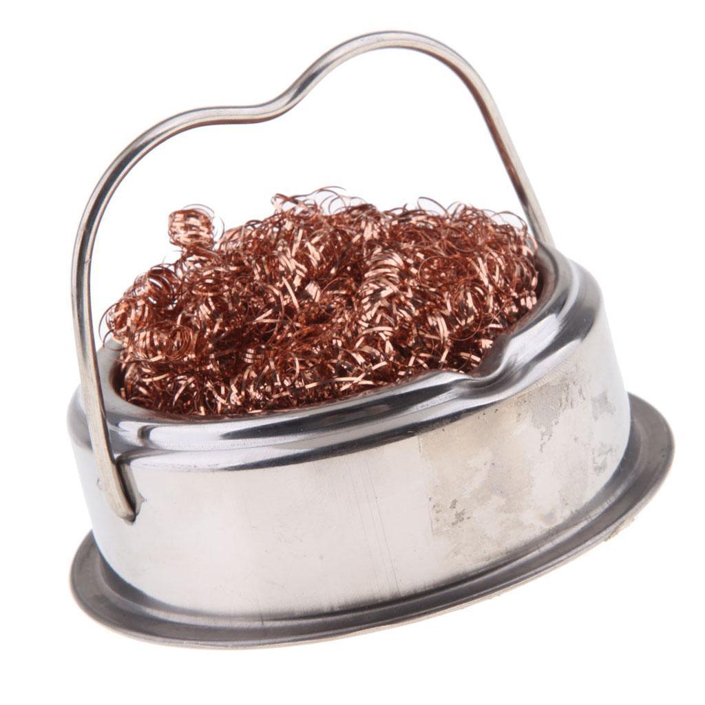 Welding Soldering Solder Iron Tip Cleaner Steel Wire with Stand Silver