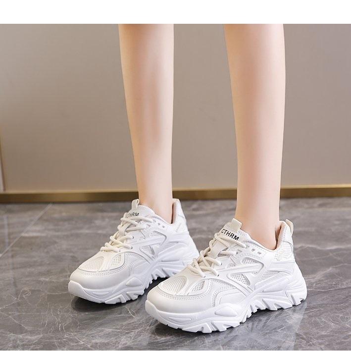 Giày Thể Thao Nữ, Giày Sneaker Nữ Độn Đế Da Mềm Phối Lưới Phong Cách Ulzzang, M64 Lisa