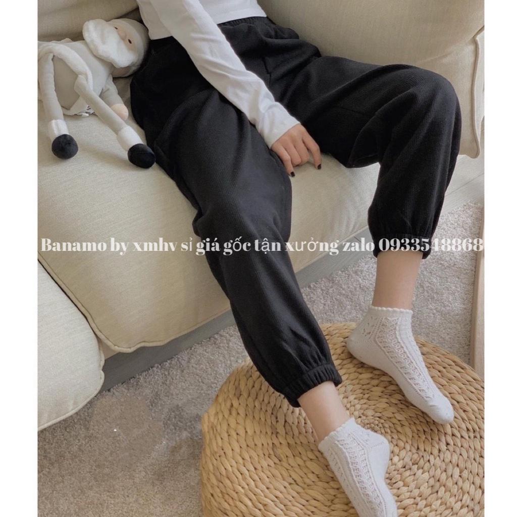 Quần Jogger nỉ tăm dáng rộng ống boom bo gấu 4 màu phong cách Ulzzang năng động thời trang Banamo Fashion 295
