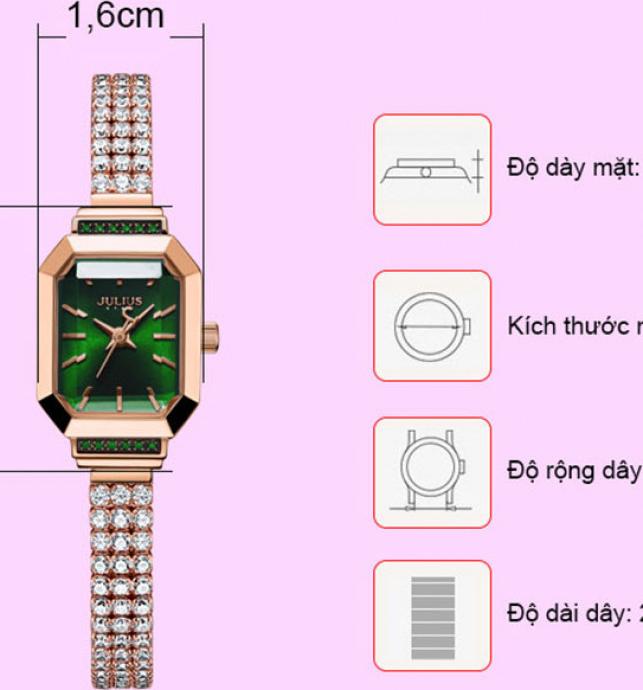 Đồng Hồ Nữ JS-006 Julius Star Hàn Quốc dây thép nhiều màu