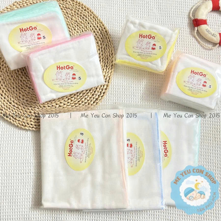 (23x35cm) Gói 10 Khăn Sữa HotGa 5 Lớp Thấm Hút Tốt Cho Bé Sơ Sinh