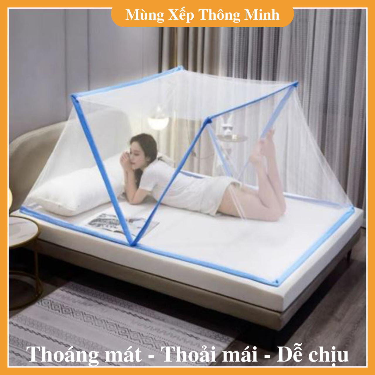 Mùng xếp Thông Minh Chống Muỗi, Côn Trùng 120x190cm, 140x190cm, 160x200cm, 180x200cm