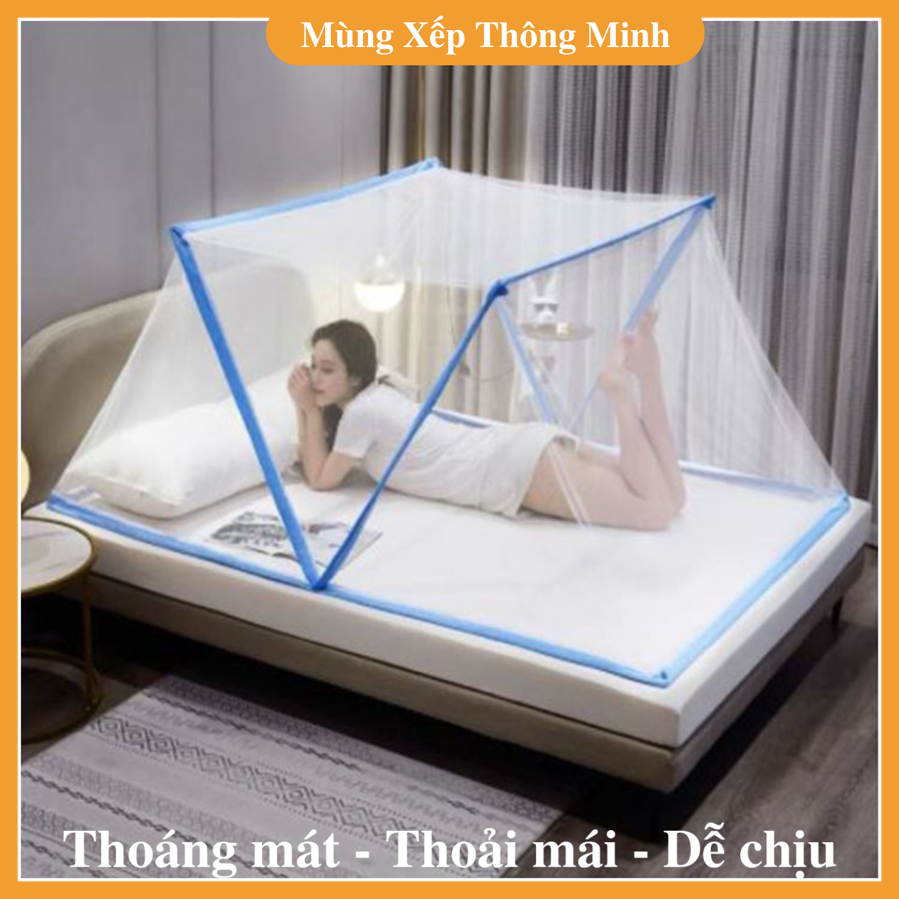 [Mua Mùng Nhận Quà] Mùng xếp Thông Minh Chống Muỗi, Côn Trùng 120x190cm, 140x190cm, 160x200cm, 180x200cm