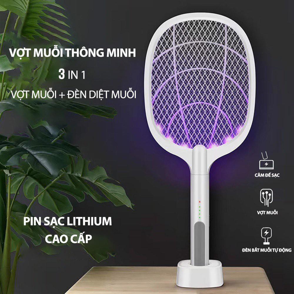 Vợt Bắt Muỗi Thông Minh Chống Giật An Toàn, Tích Hợp Đế Sạc, Chế Độ Bắt Muỗi Thông Minh Khi Ngủ