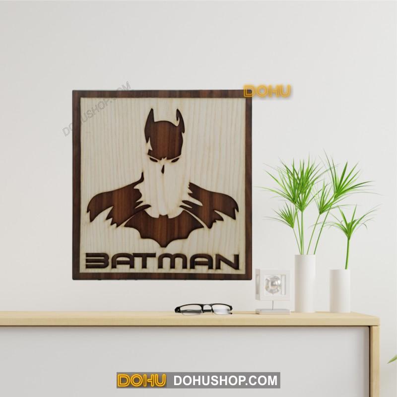 Tranh Treo Tường Batman Bằng Gỗ Handmade DOHU009: Người Dơi Batman - Thiết Kế Đơn Giản, Độc Đáo, Sang Trọng