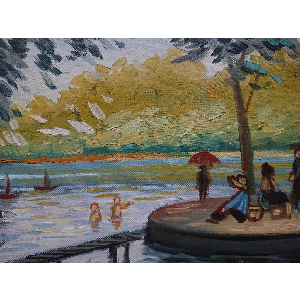 Tranh Sơn Dầu Vẽ Tay 30x40cm - Bến Đợi  (Monet)