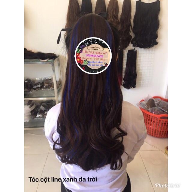 Tóc cột line hồng tím- hình thật