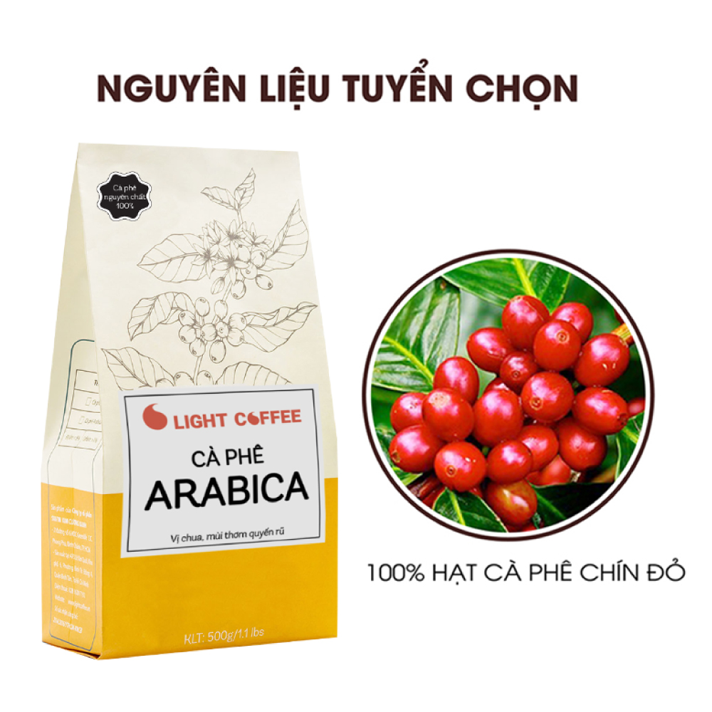 Cà phê rang xay Arabica Light coffee chua thanh, đắng nhẹ - 500g