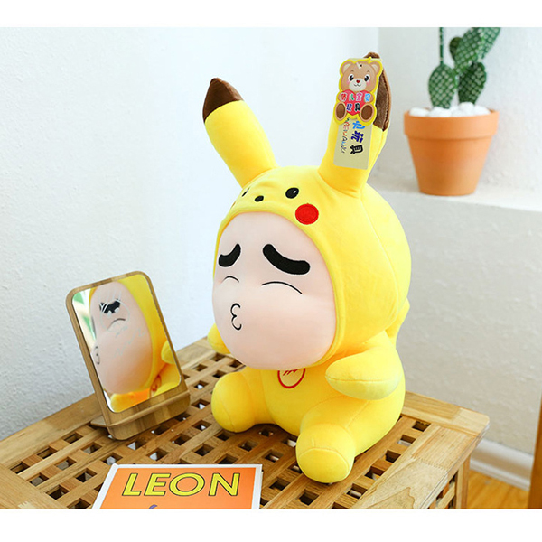 Gấu Bông Shin Cosplay Pikachu GB301 (Tặng 1 Móc Khóa Dây Da Pu Đính Đá Màu Ngẫu Nhiên)