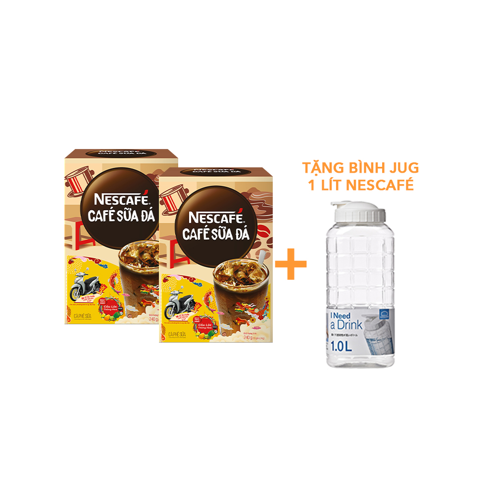 [Tặng Bình Jug 1 Lít Nescafé] Combo 2 Hộp Cà Phê Sữa Nescafé Cà Phê Sữa Đá (Hộp 10 Gói x 24g) -Phiên bản Tết