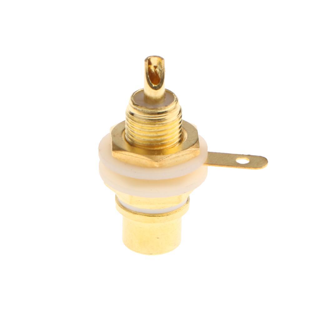 2x Gold Plated RCA Jack / Socket Audio Video Female Cable Connector White
