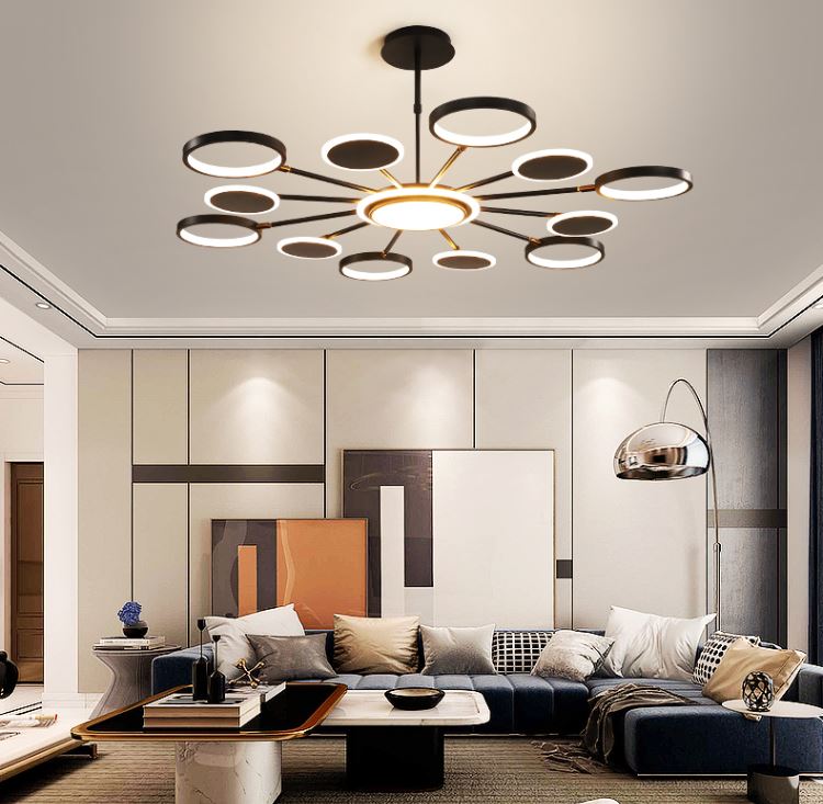 Đèn thả KAZIC loại 12 bóng kiểu dáng sang trọng với 3 chế độ ánh sáng hiện đại - kèm điều khiển từ xa - .