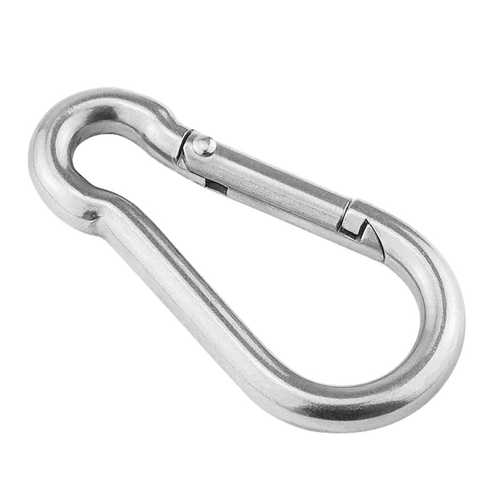 5Pcs 304 Stainless Steel Spring Snap Carabiner Quickdraw Keychain 5mm X 50mm