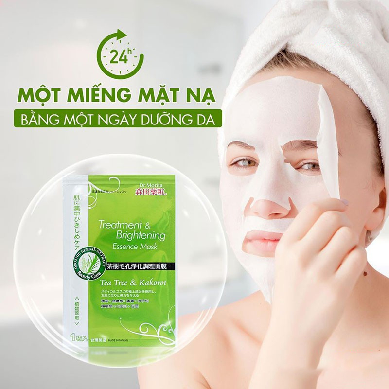 Hộp 7 Mặt Nạ Làm Dịu Da Chiết Xuất Tràm Trà Dr.Morita Tea Tree Pore-Refining Essence Facial Mask 25g x7