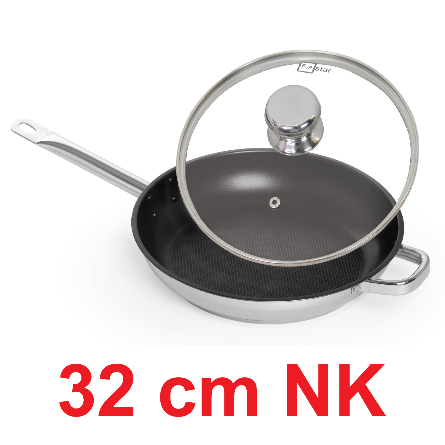Chảo chống dính và nắp kính Fivestar 32cm tặng 5 muỗng