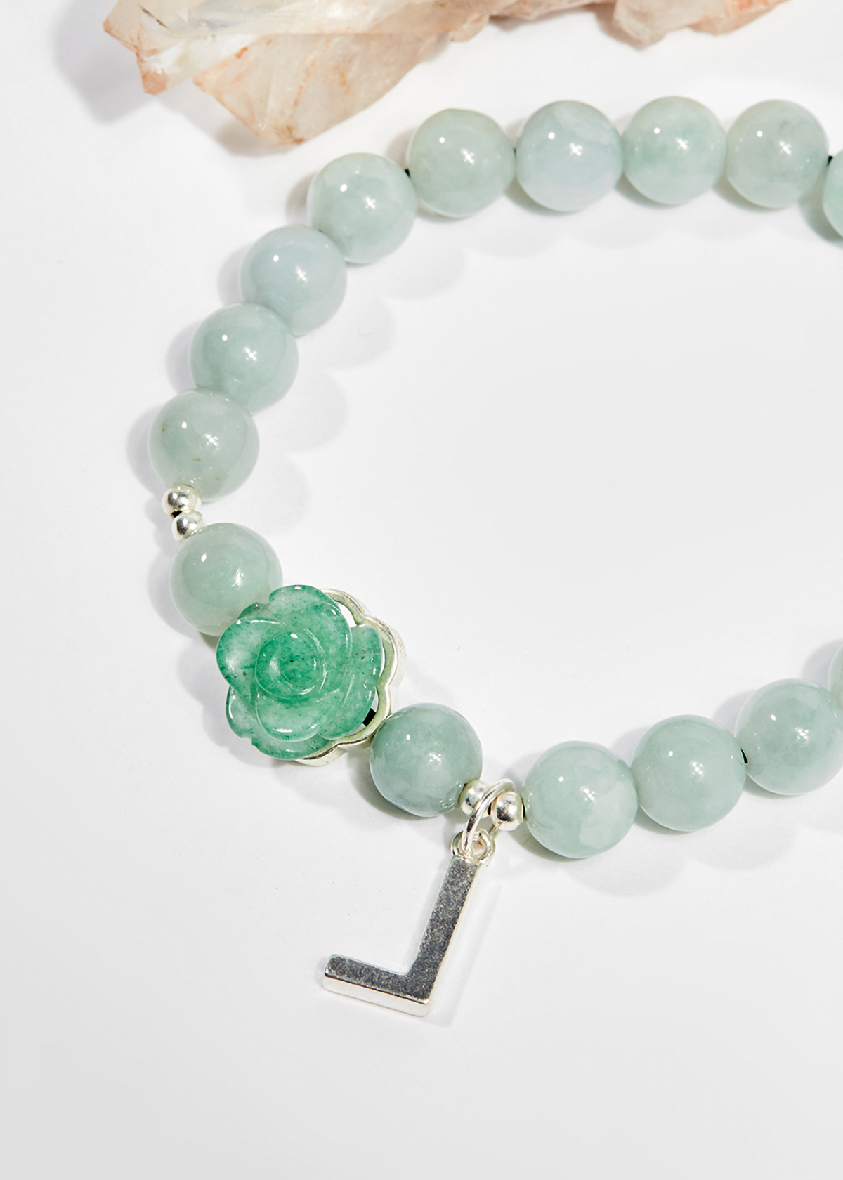 Vòng tay phong thủy nữ đá cẩm thạch phỉ thúy charm hoa 8mm mệnh hỏa , mộc - Ngọc Quý Gemstones
