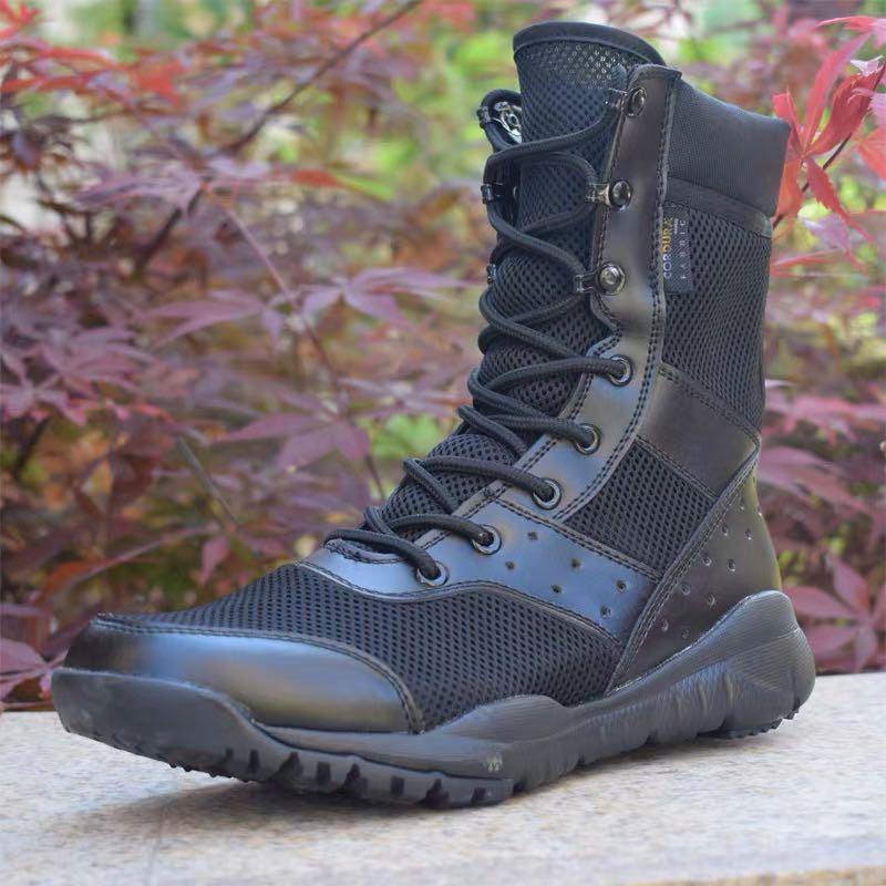 Mùa Hè Chiến Đấu Boot Nam Nữ Leo Núi Huấn Luyện Nhẹ Chống Nước Chiến Thuật Giày Đi Bộ Đường Dài Lưới Quân Đội Giày Color: Black Mesh Shoe Size: 39