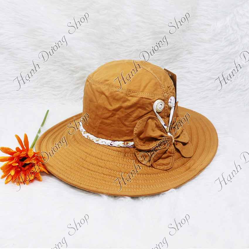 Nón vành rộng nữ gắn cánh bướm có kết tít xung quanh độc đáo, vành rộng 9cm , chất liệu vải cao cấp - Hạnh Dương