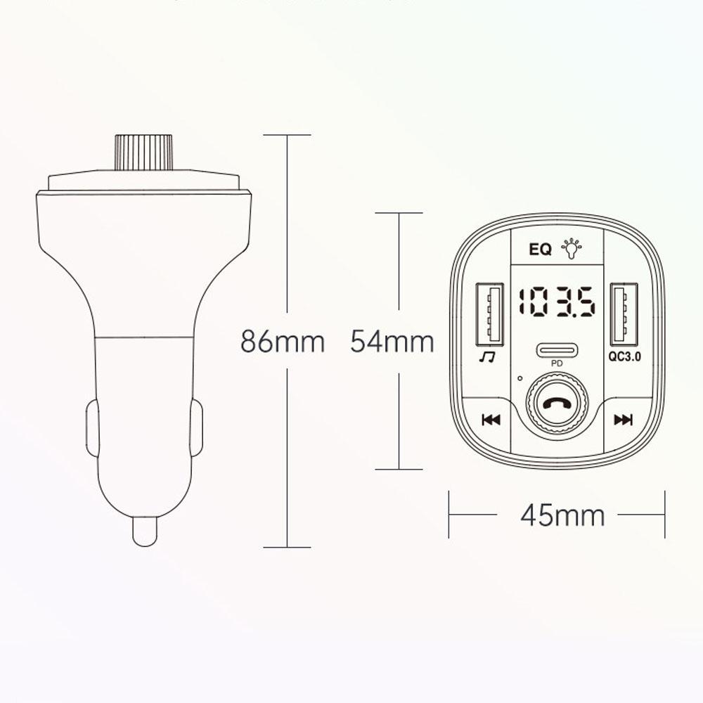 Car MP3 Music Player BT FM Transmitter Radio Receiver PD/USB Car Charger Hands-Free Calling Support U-Disk Playback