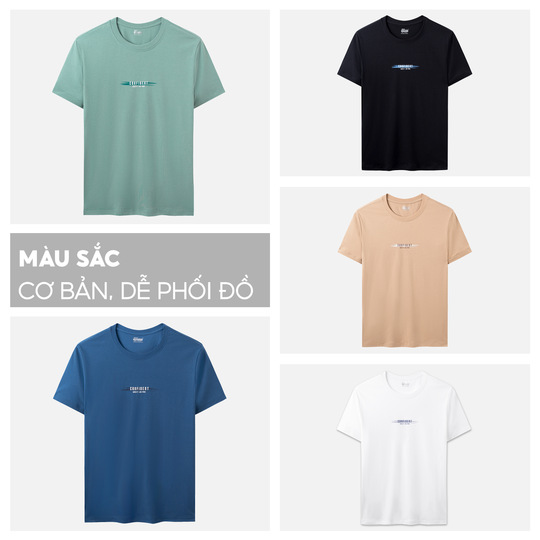 Áo Thun Nam Ngắn Tay 5S CONFIDENT, Chất Liệu Cotton Thoáng Mát, Co Giãn, Thiết Kế In Trẻ Trung