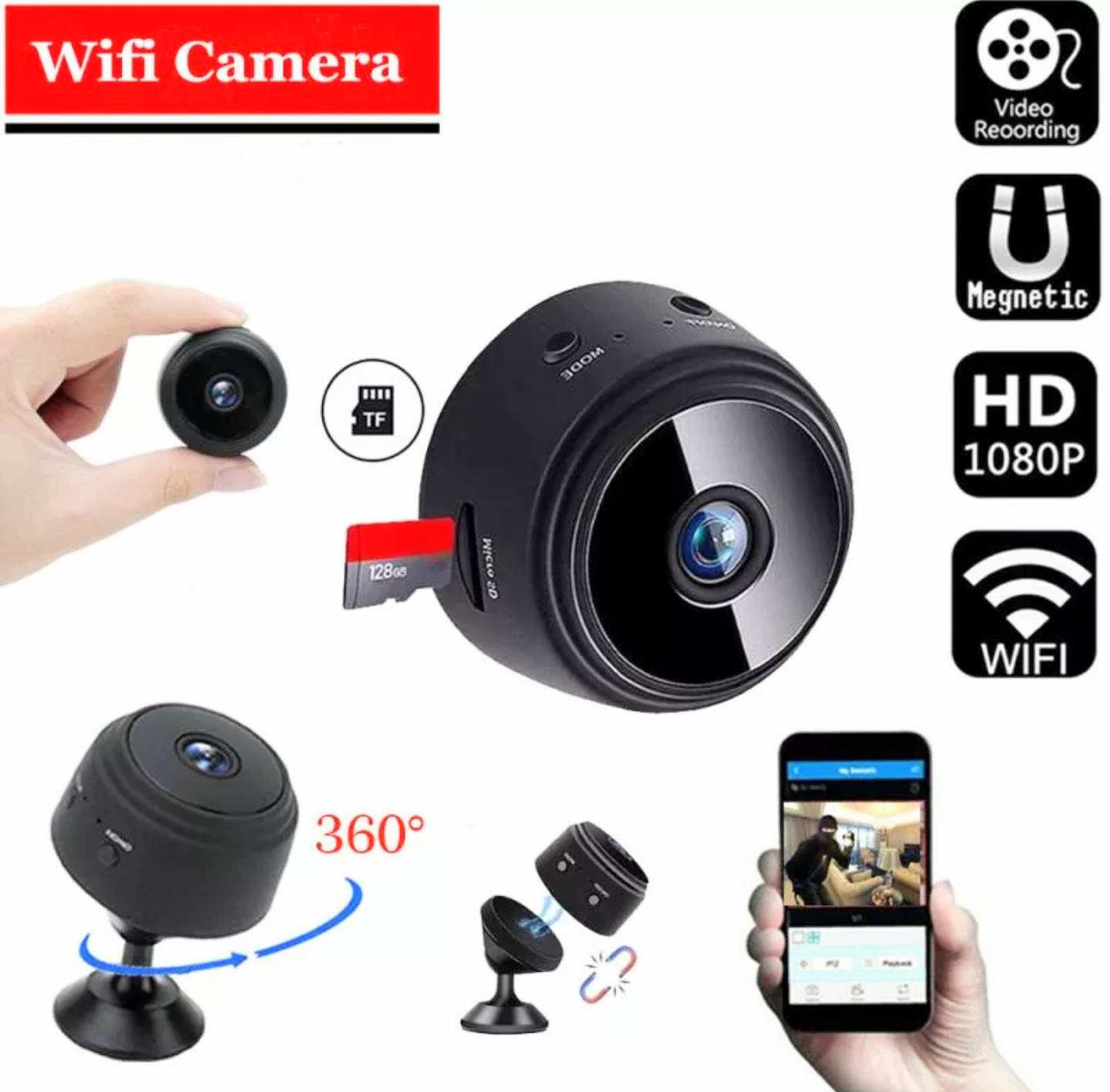 KAMERA QUAN SÁT WIFI MINI GHI HÌNH ẢNH SẮC NÉT NHỎ GỌN TIỆN DỤNG MẪU MỚI HÀNG LOẠI TỐT