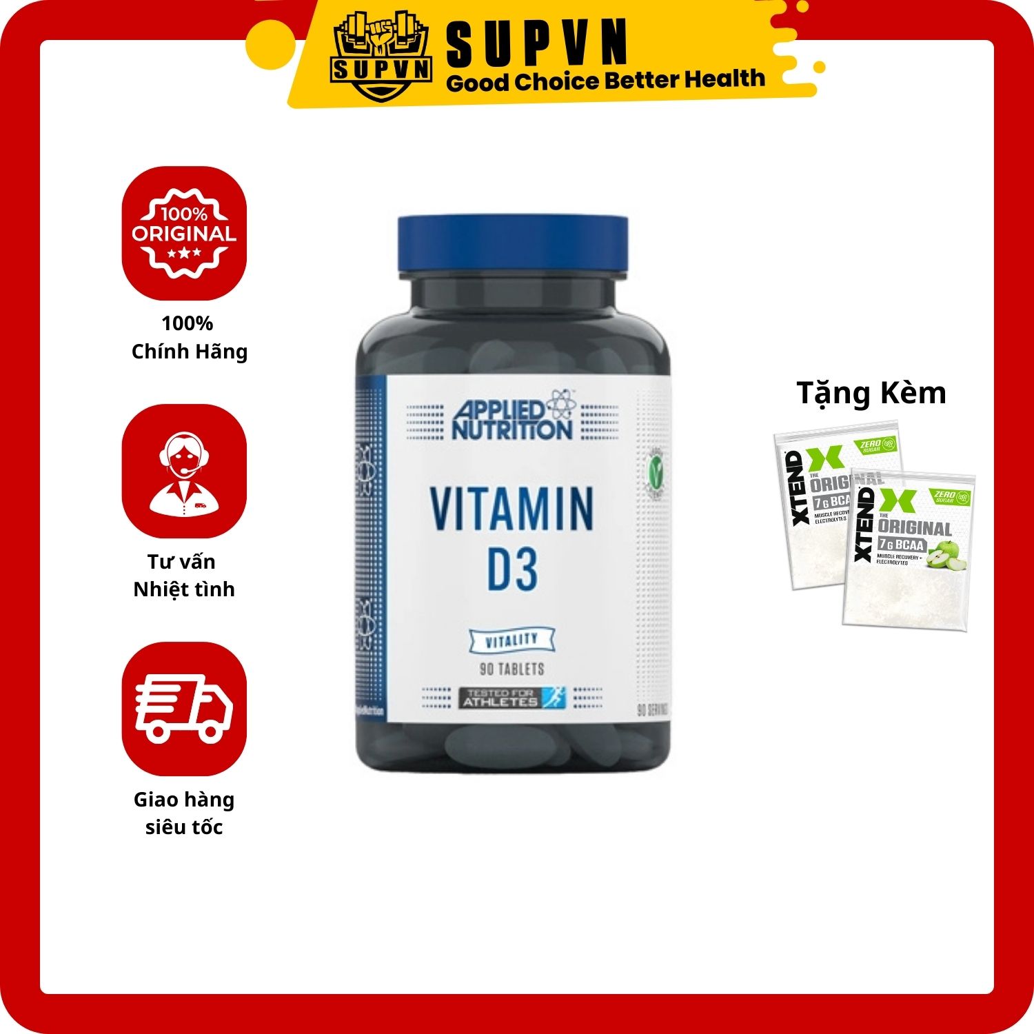 Applied Nutrition VITAMIN D3 3000 IU (90 viên) - Tổng Hợp Canxi, Cải Thiện Sức Khỏe Tim Mạch, Làm Giảm Căng Thẳng Mệt Mỏi