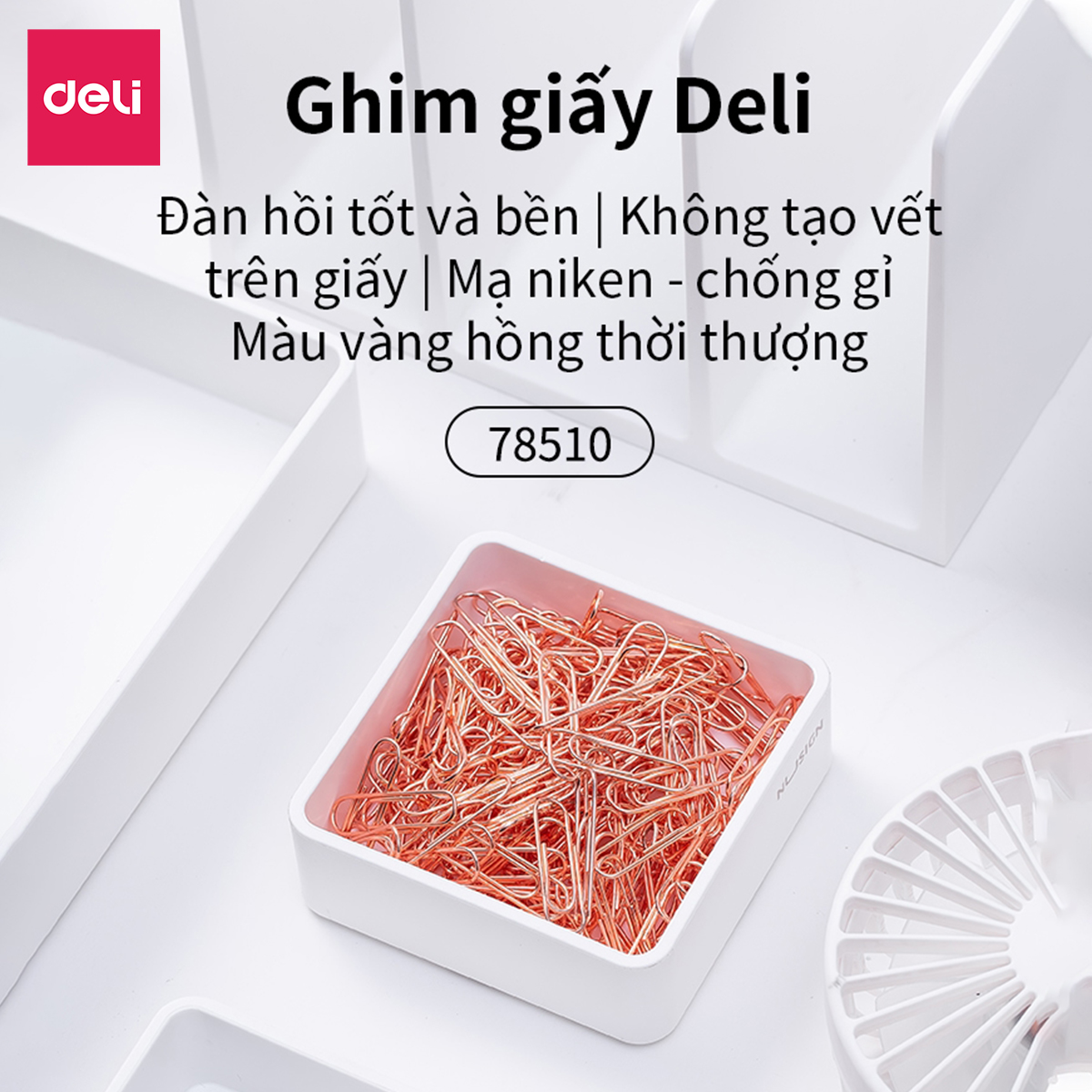 Ghim Vòng Deli - Mạ Vàng Hồng - 160 Chiếc /1 Hộp - 78510