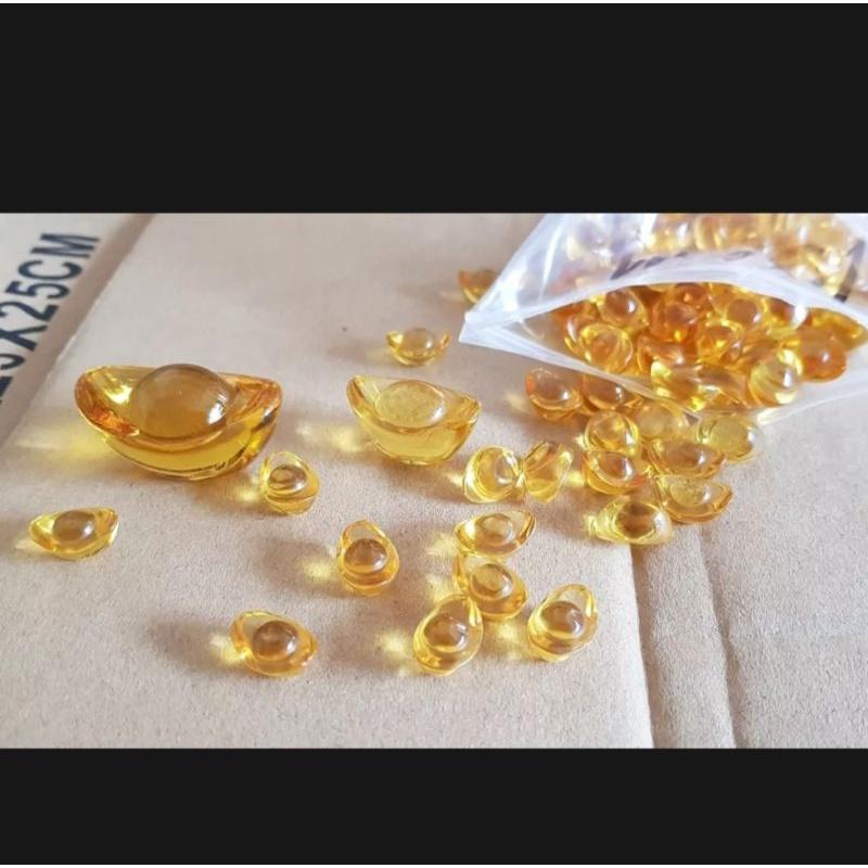 Bộ 5 Thỏi vàng Thần Tài Kim Nguyên Bảo tài lộc lưu ly 1,5 cm