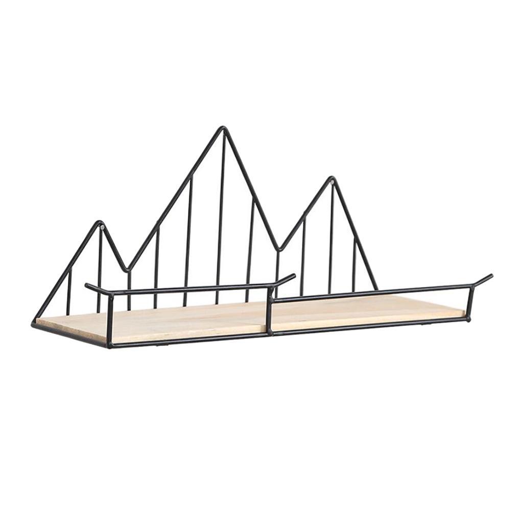 Nordic Style Iron Wood Wall Shelf Rack Shelf Wall Mount Display Organizer Black