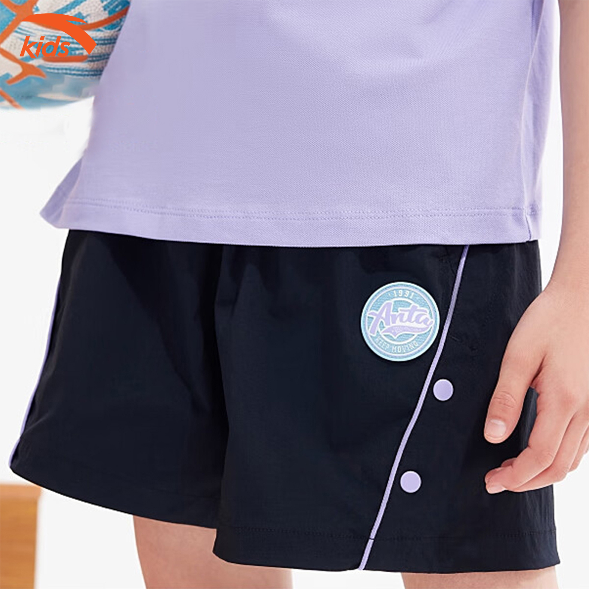 Quần lửng bé gái Anta Kids thiết kế lưng chun, kiểu dáng thể thao W362328385
