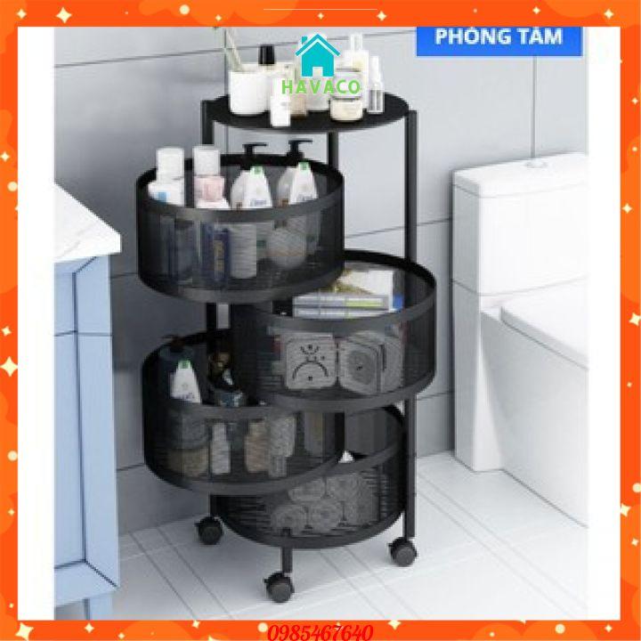 KỆ TRÒN ĐA NĂNG ĐỂ HOA QUẢ TRONG NHÀ BẾP NHẬT BẢN 360 ĐỘ 3-5 TẦNG
