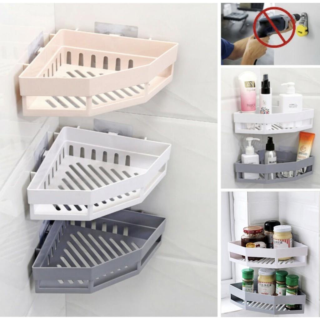 Kệ góc nhà tắm, nhà bếp bằng nhựa, kệ tam giác dán tường màu ngẫu nhiên