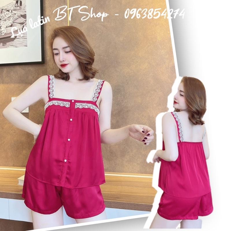 Đồ ngủ mặc nhà lụa latin trơn phối ren freesize 42-57kg