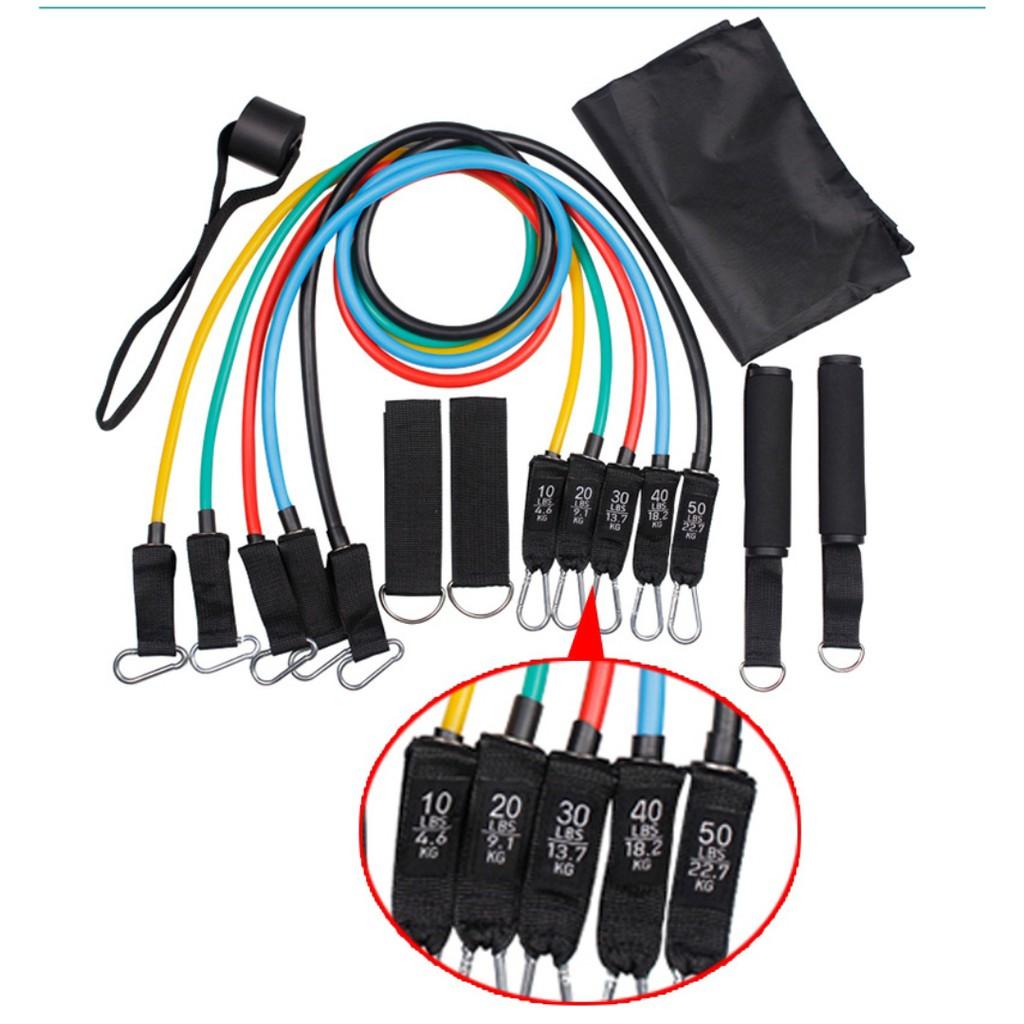 BỘ 5 DÂY NGŨ SẮC, DÂY KHÁNG LỰC TẬP GYM LOẠI 1 MỨC KHÁNG LỰC 150LBS