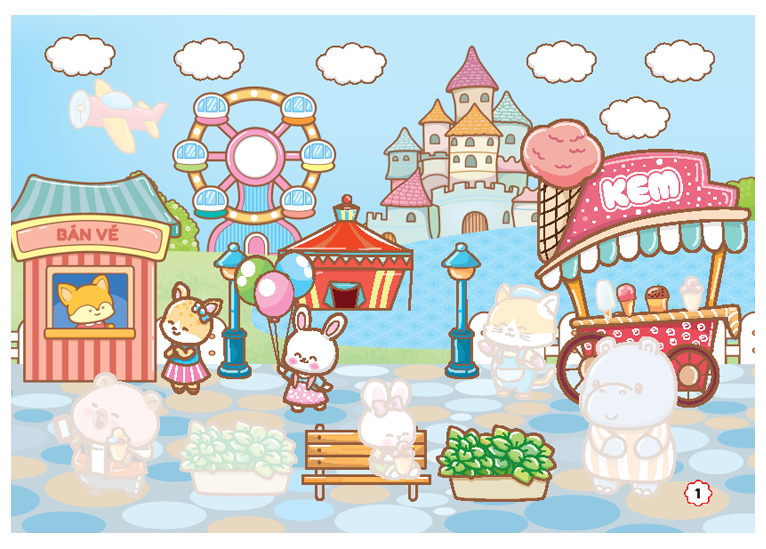 Sách Dán Hình - Capy Và Công Viên Giải Trí (Tặng Kèm 2 Phòng Sticker 3D)