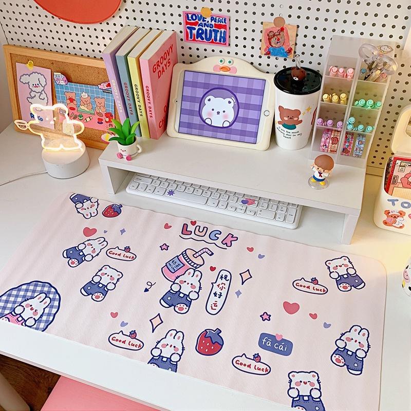 Soft Cartoon Dots cute bear rabbit desk mat student dormitory mouse pad computer keyboard desk pad HBJL