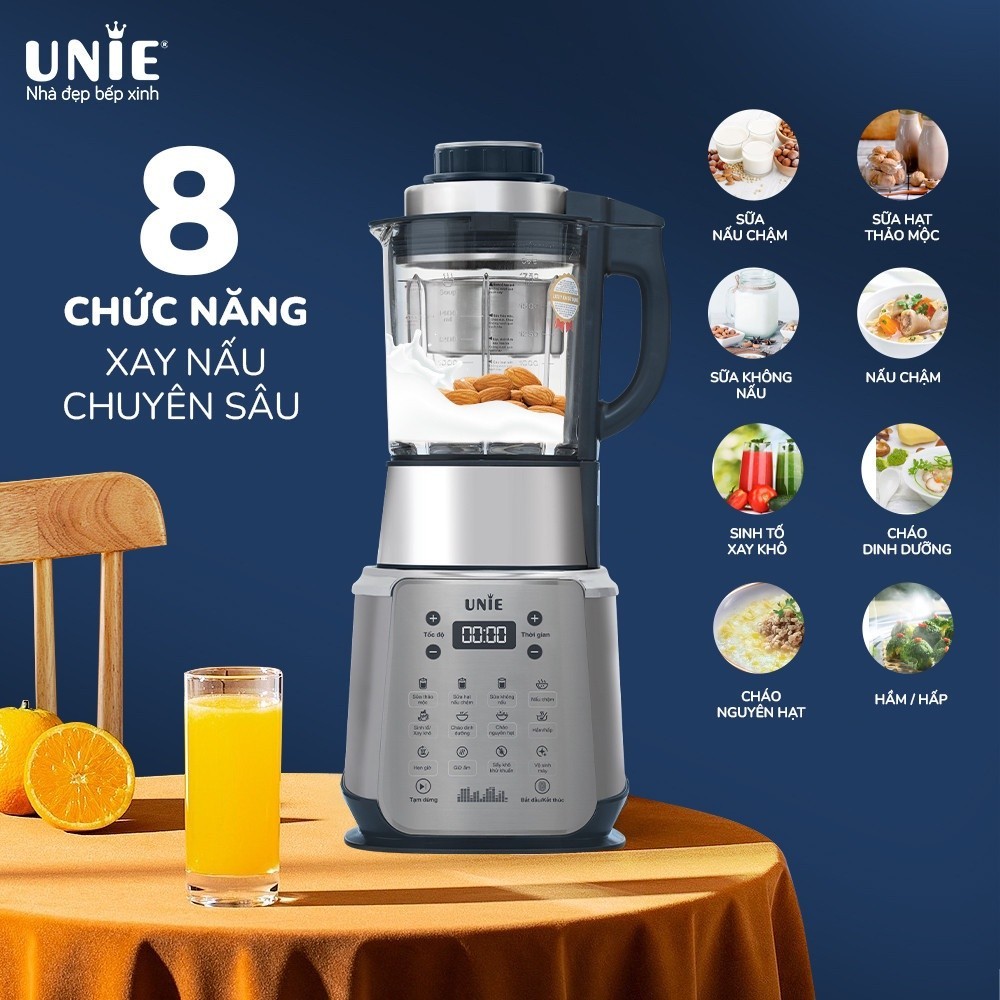 Máy Làm Sữa Hạt Unie V9s Phiên Bản Cao Cấp dung tích 1.75L,công suất 1800w, Thiết kế hiện đại, sang trọng, Công nghệ sấy khô khử khuẩn, tính năng tạm dừng hiện đại - Hàng Chính Hãng